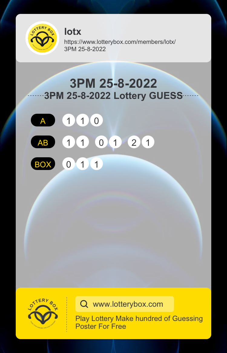 3PM 25-8-2022 guess Kelara lottery 3digit game lottery poster