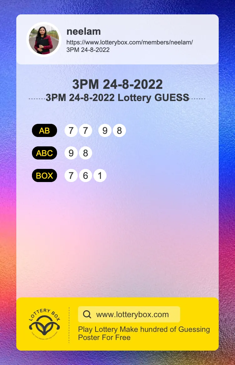 3PM 24-8-2022 guess Kelara lottery 3digit game lottery poster